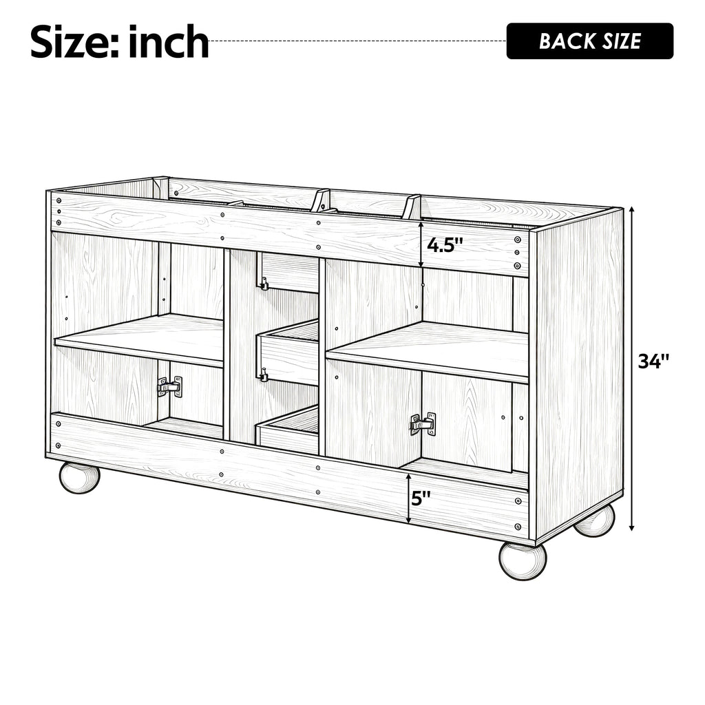 58.3" Bathroom Vanity Cabinet Only Without Vanity Top