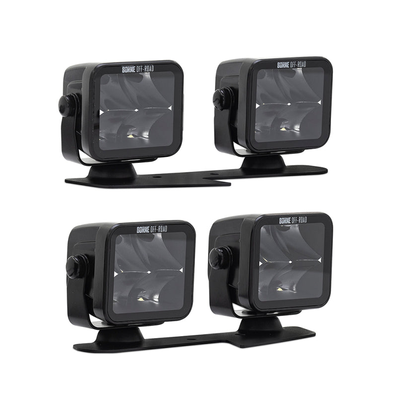 Borne Off-Road 21+ Bronco Light Pods 4pc Ditch 3x3 Spot BNLT-BR-21-DT4S