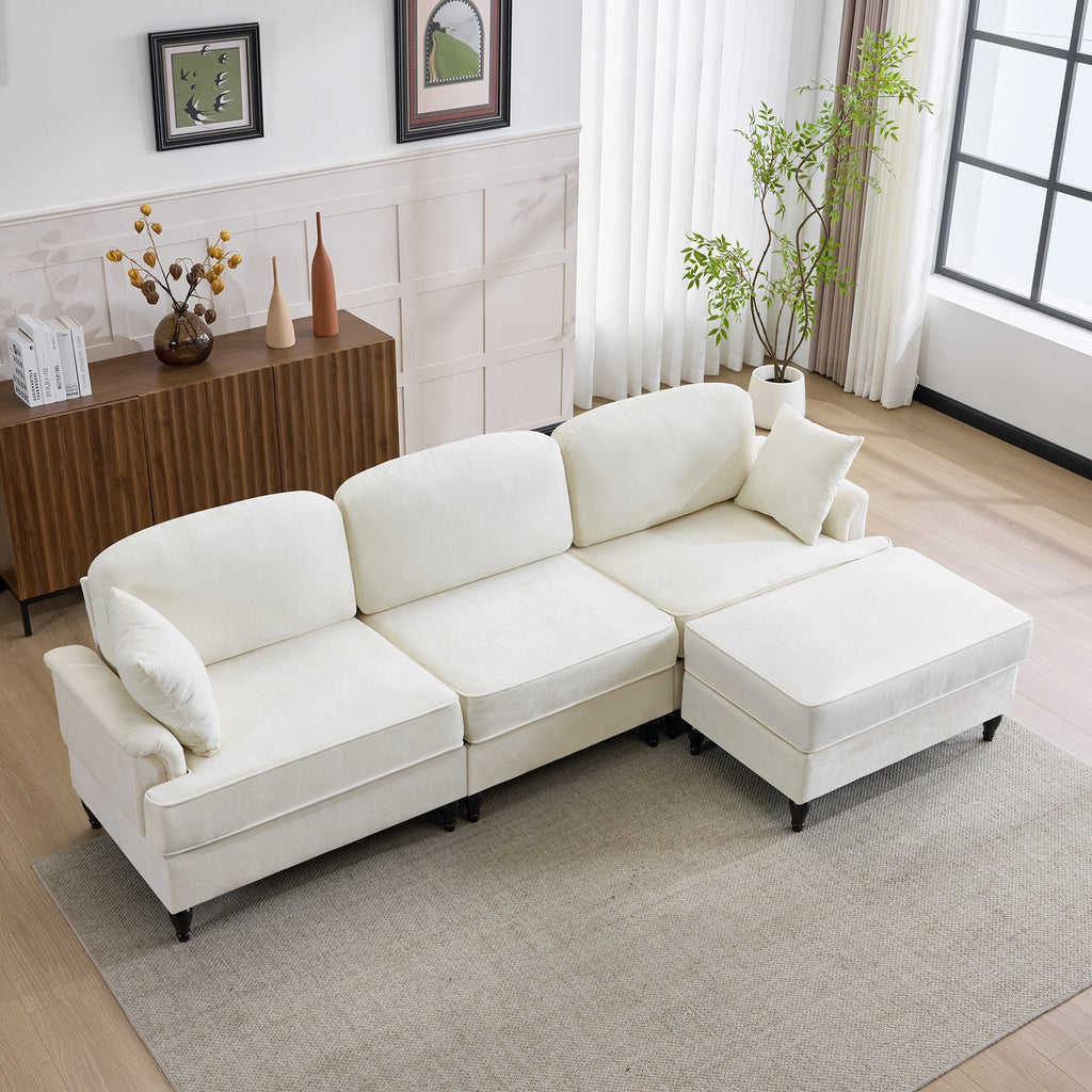 103.15'' Modern Sectional Sofa with Removable Ruffled Pleated Skirt