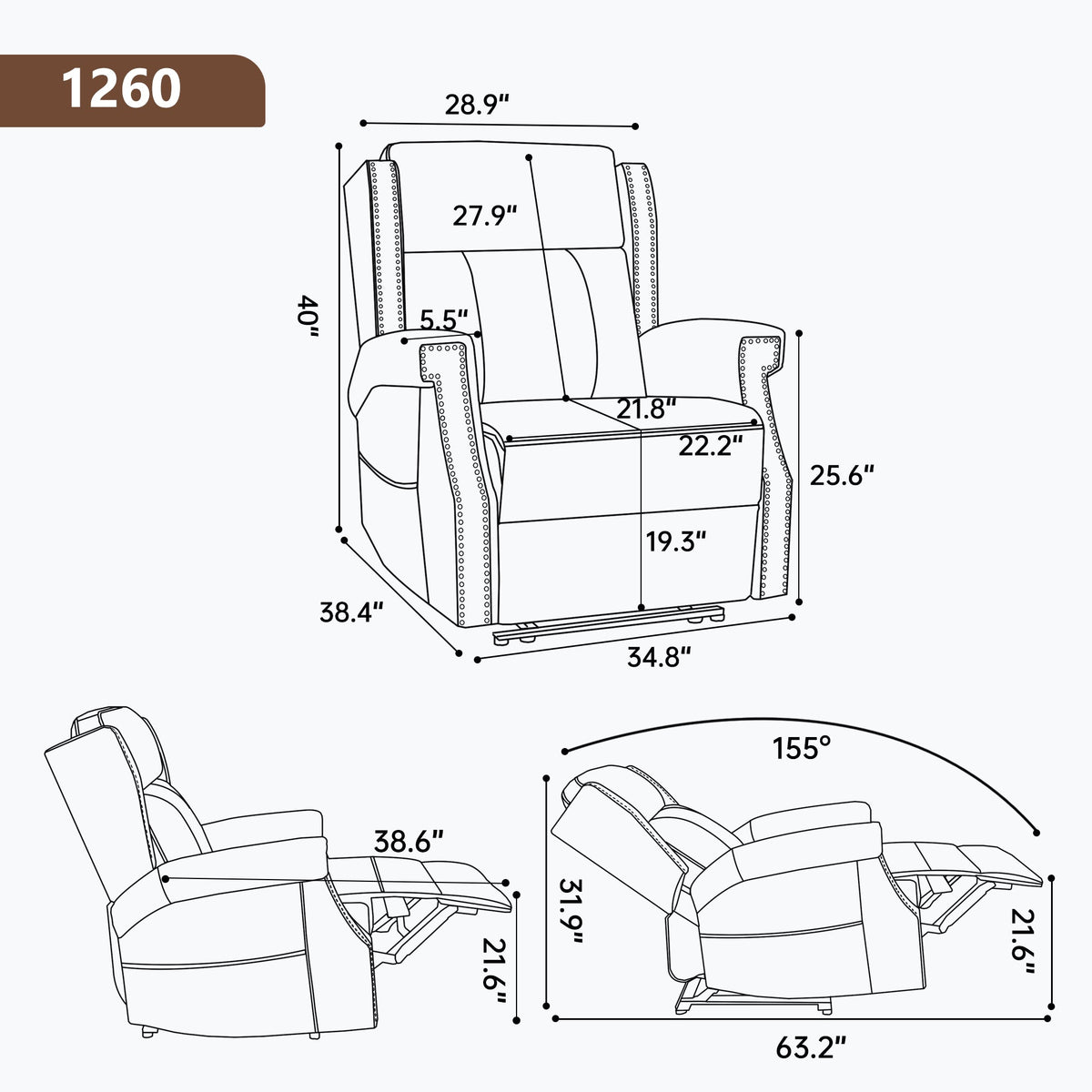 Camel Manual Recliner Chair in Faux Leather