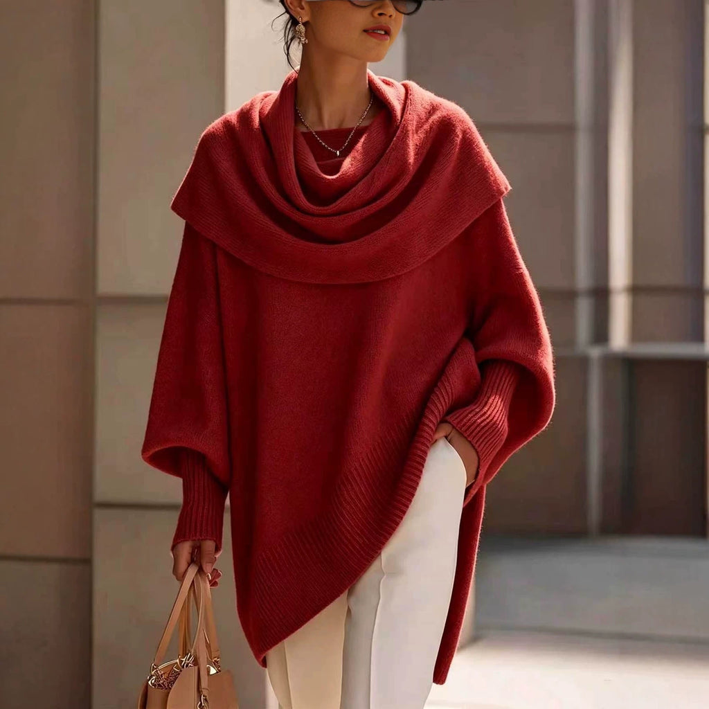 Loose Batwing-sleeve Asymmetrical Pullover Top