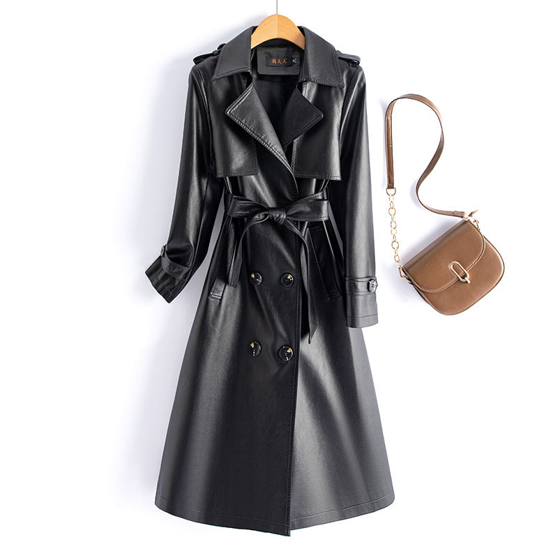 Womens New-style Fashionable Slimming Sheepskin Trench Coat