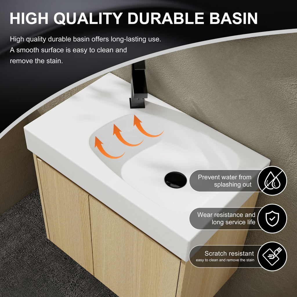 24 Inch Bathroom Vanity with Ceramic Basin