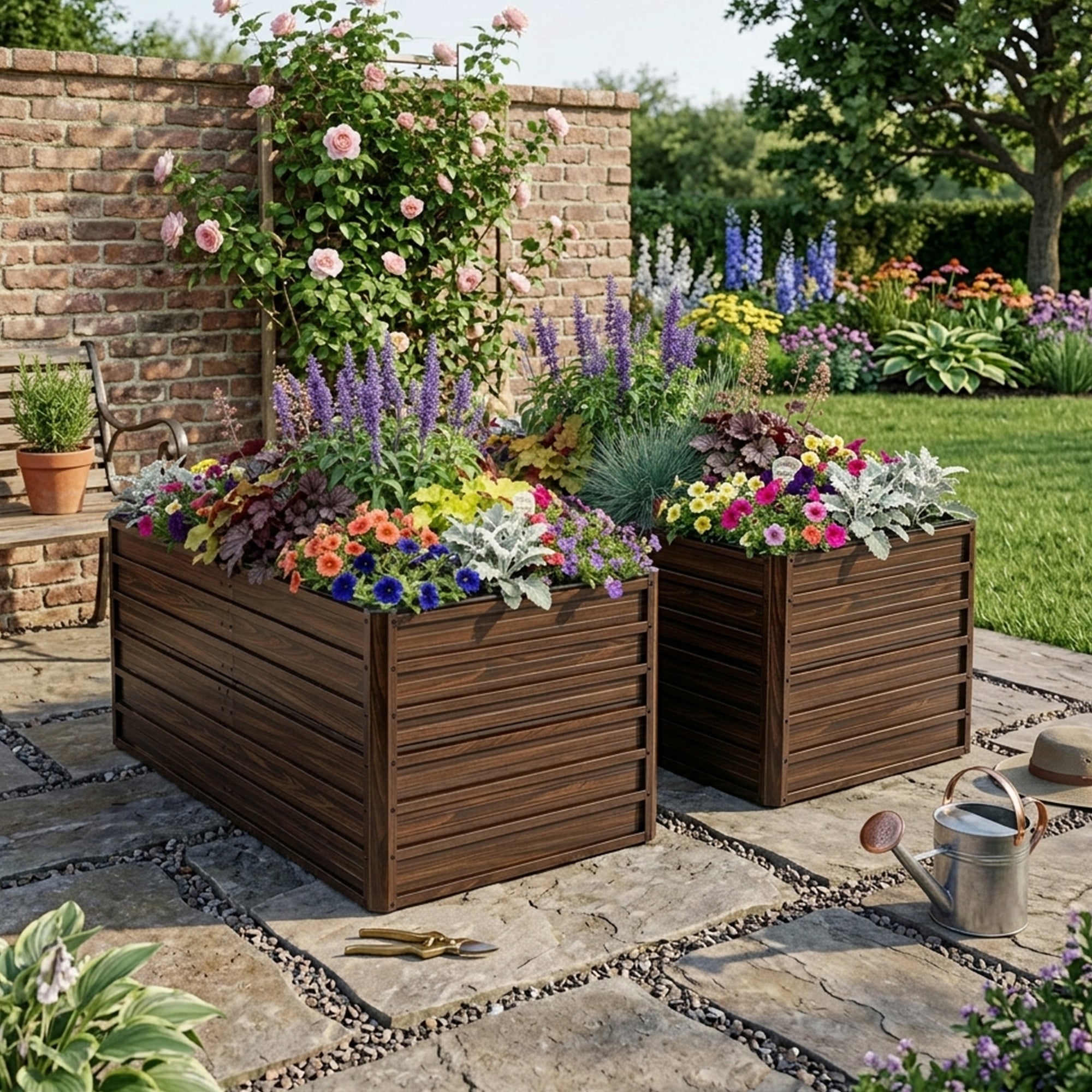 2-Pack 74.6"x35.4"x25" Raised Garden Bed Kit