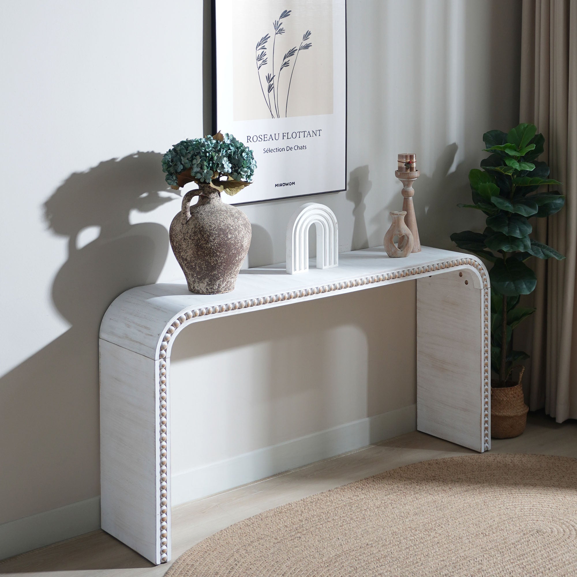 Washed White Console Table