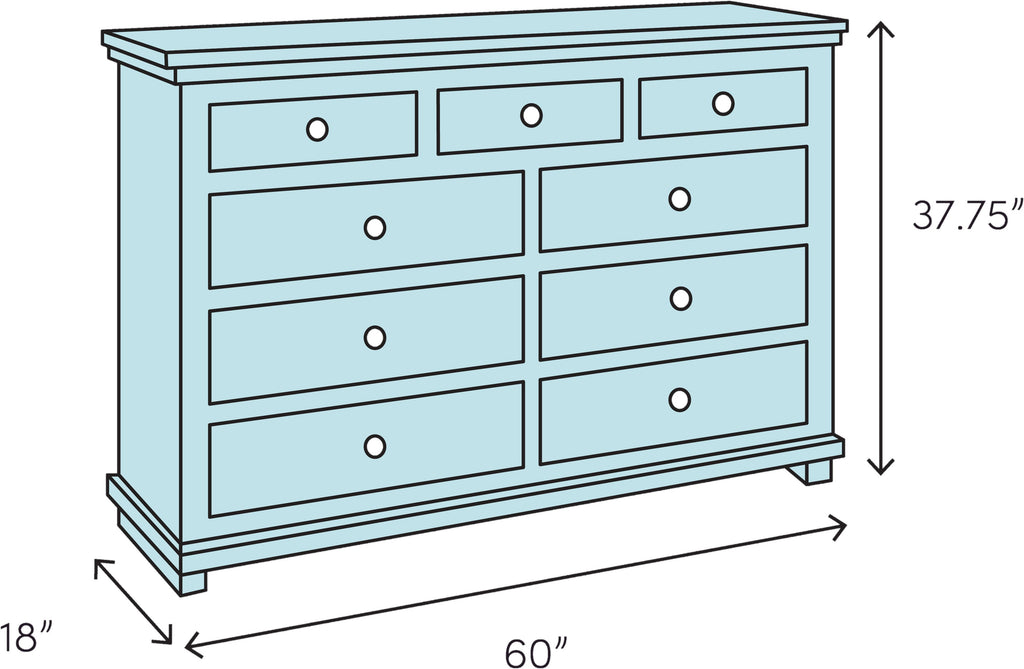 Seven Drawer Dresser in Dark Cherry