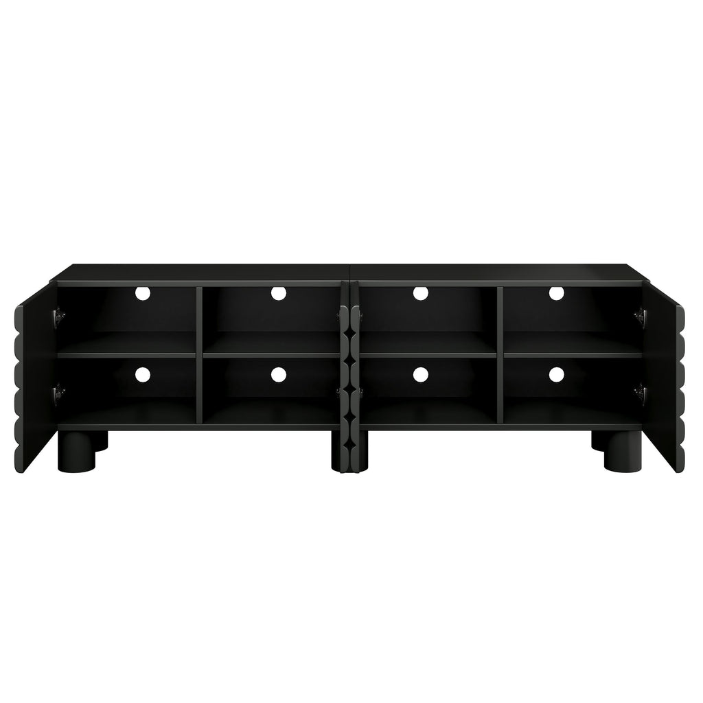 Stylish Thick Wavy Door TV Cabinet with Adjustable Shelves