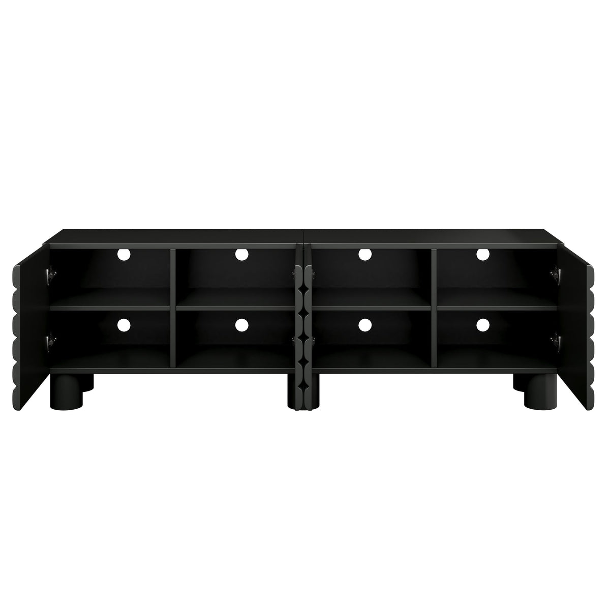 Stylish Thick Wavy Door TV Cabinet with Adjustable Shelves