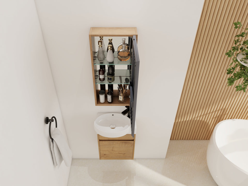 14" Bathroom Mirror Cabinet with Storage