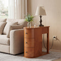 Modern End Table with Hidden Cup Holder Drawer & Charging Station
