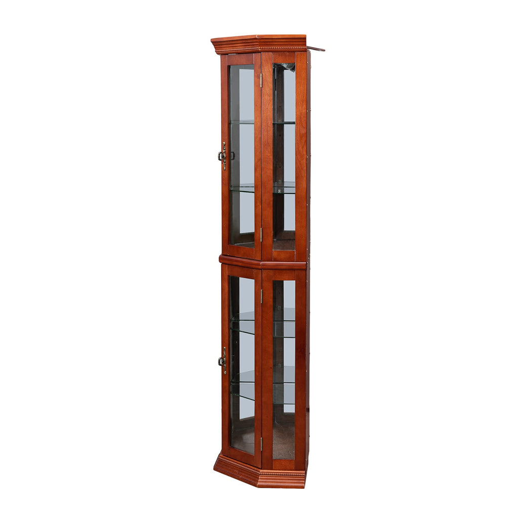 Corner Curio Cabinet with Adjustable Glass Shelves and Lights