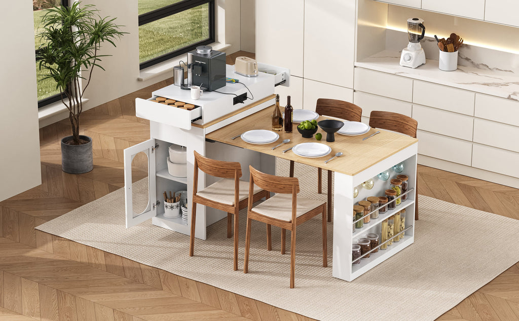 TREXM Extendable Dining Table with Folding Tabletop