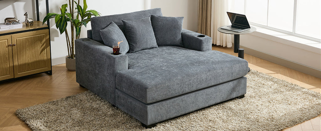 55" Oversized Chaise Lounger Modern Style Sofa Couch