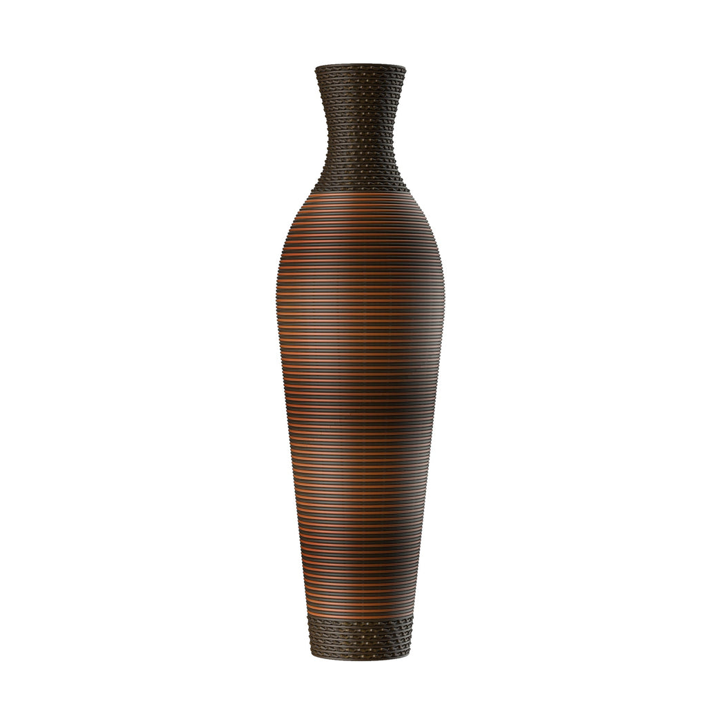 Hand-Woven PVC Rattan Floor Vase, 39 Inch Tall