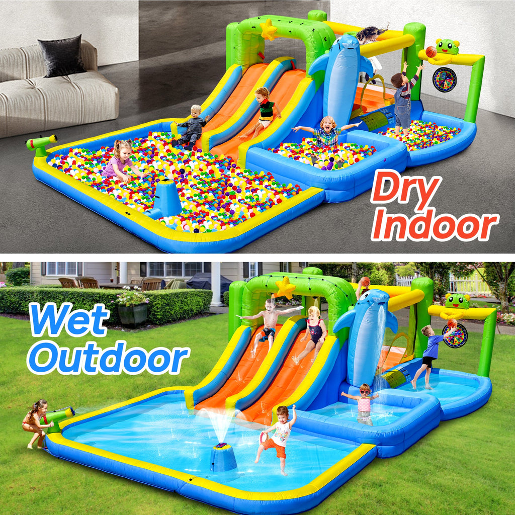 9 In 1 Inflatable Bounce House with Blower and Pool