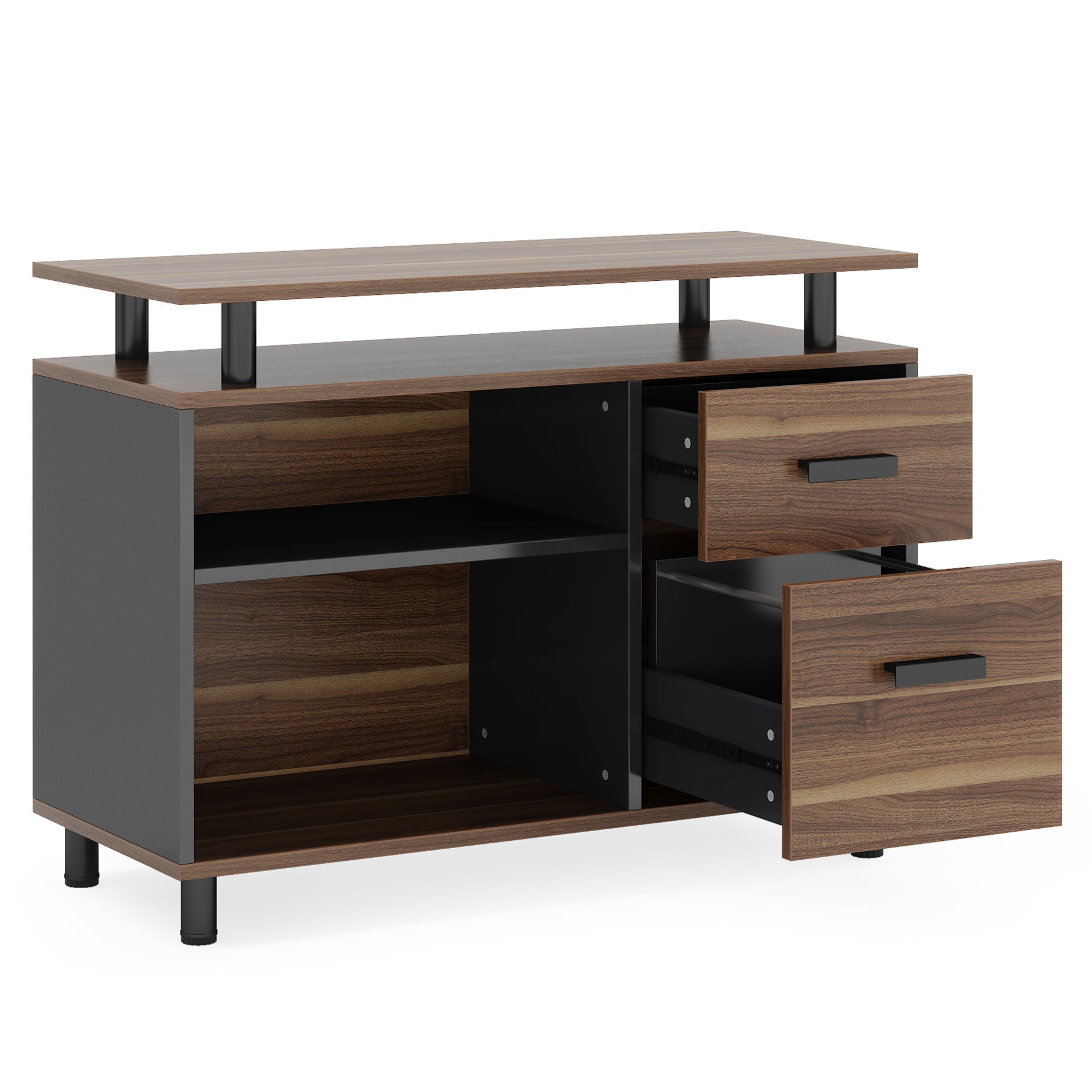 63" L-Shaped Executive Desk with File Cabinet