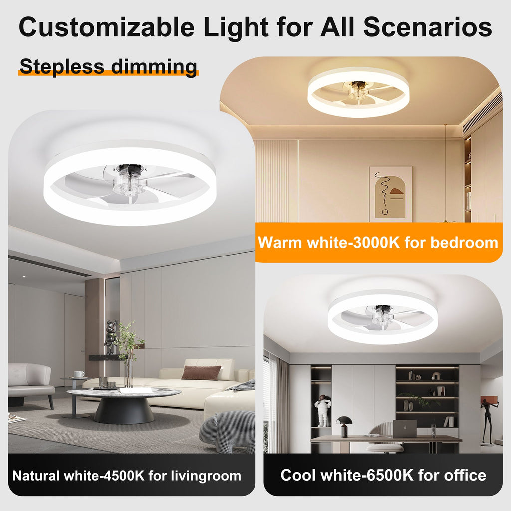 19.7'' LED Ceiling Fan Light with Remote & App Control