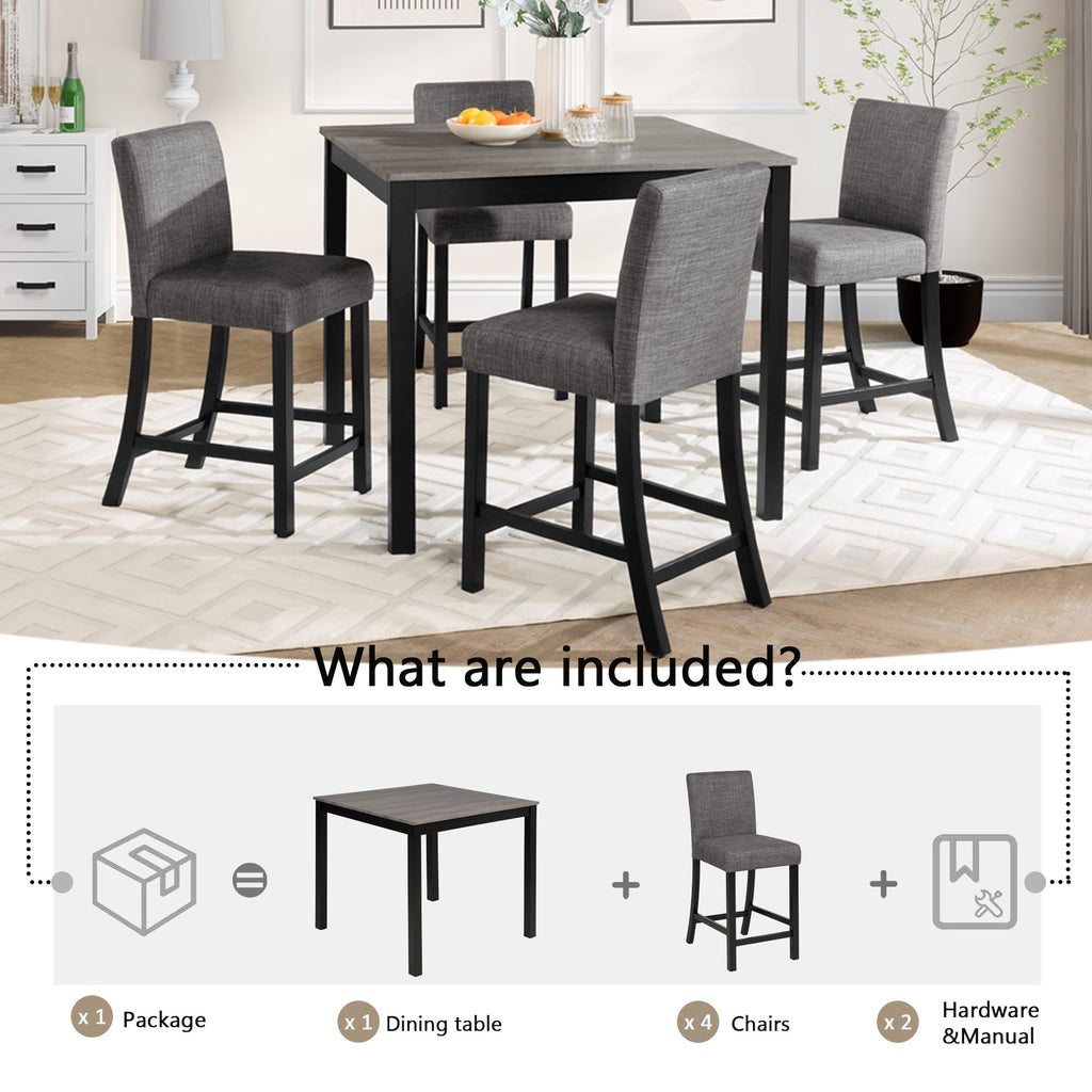 5-Piece Counter Height Table Set with 4 Chairs