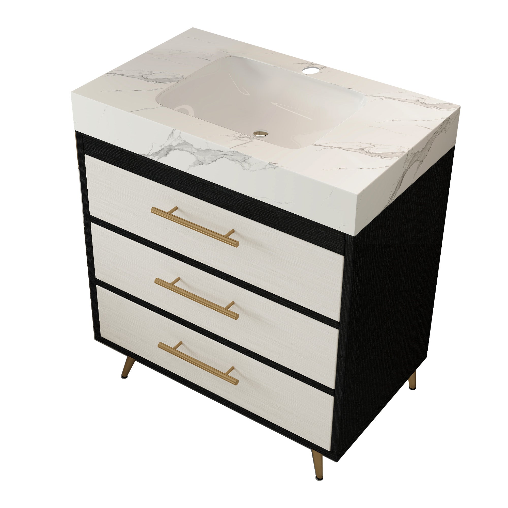Modern Free-Standing Bathroom Vanity with Ceramic Vessel Sink