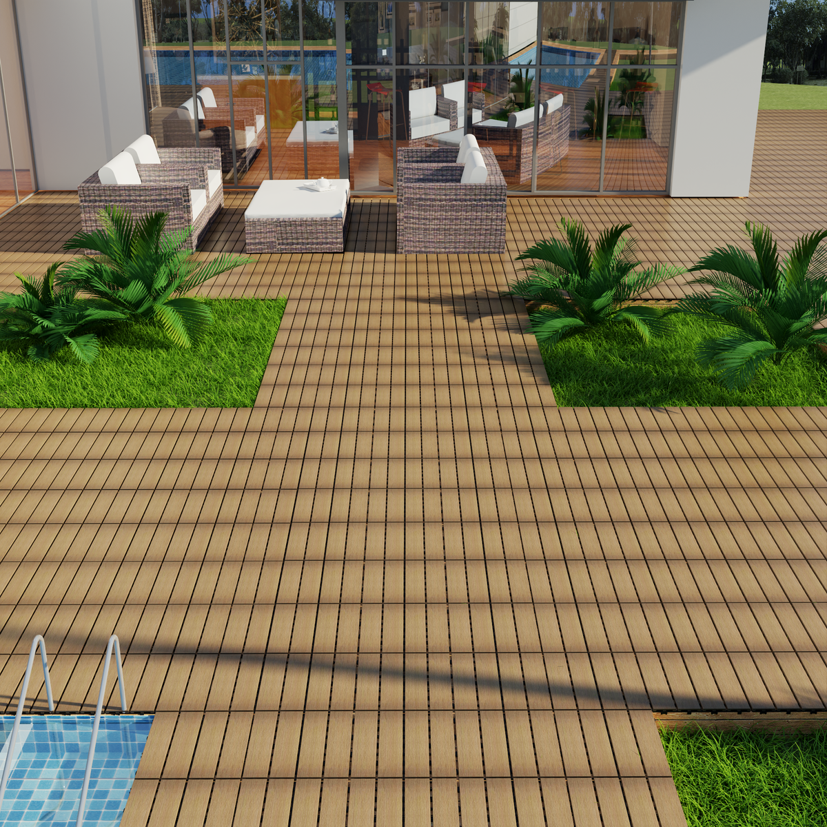 WPC Wood-Plastic Composite Patio Floor Tiles