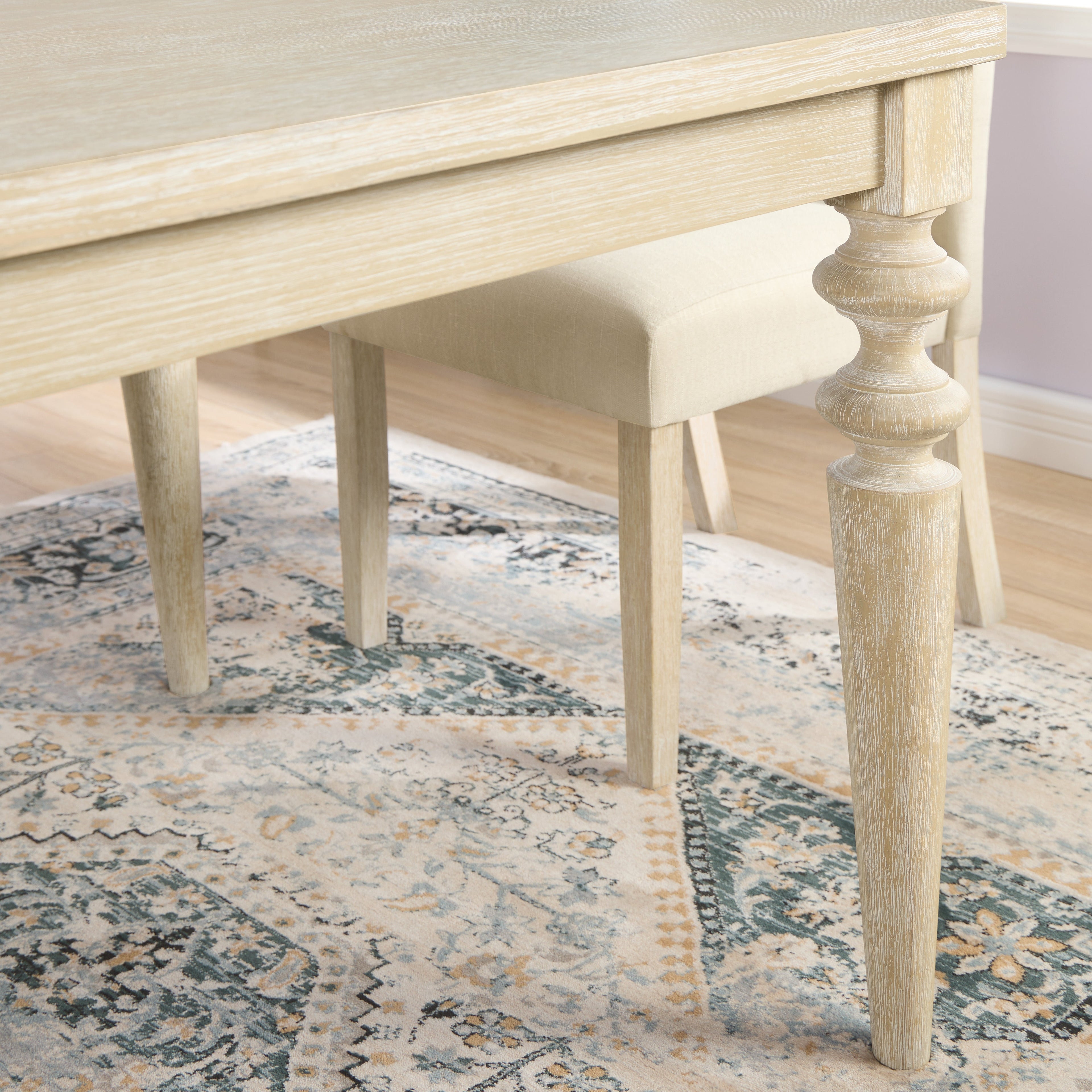 Amonia 5-Piece Dining Set, Turned-Leg Dining Table with 4 Tufted Chairs