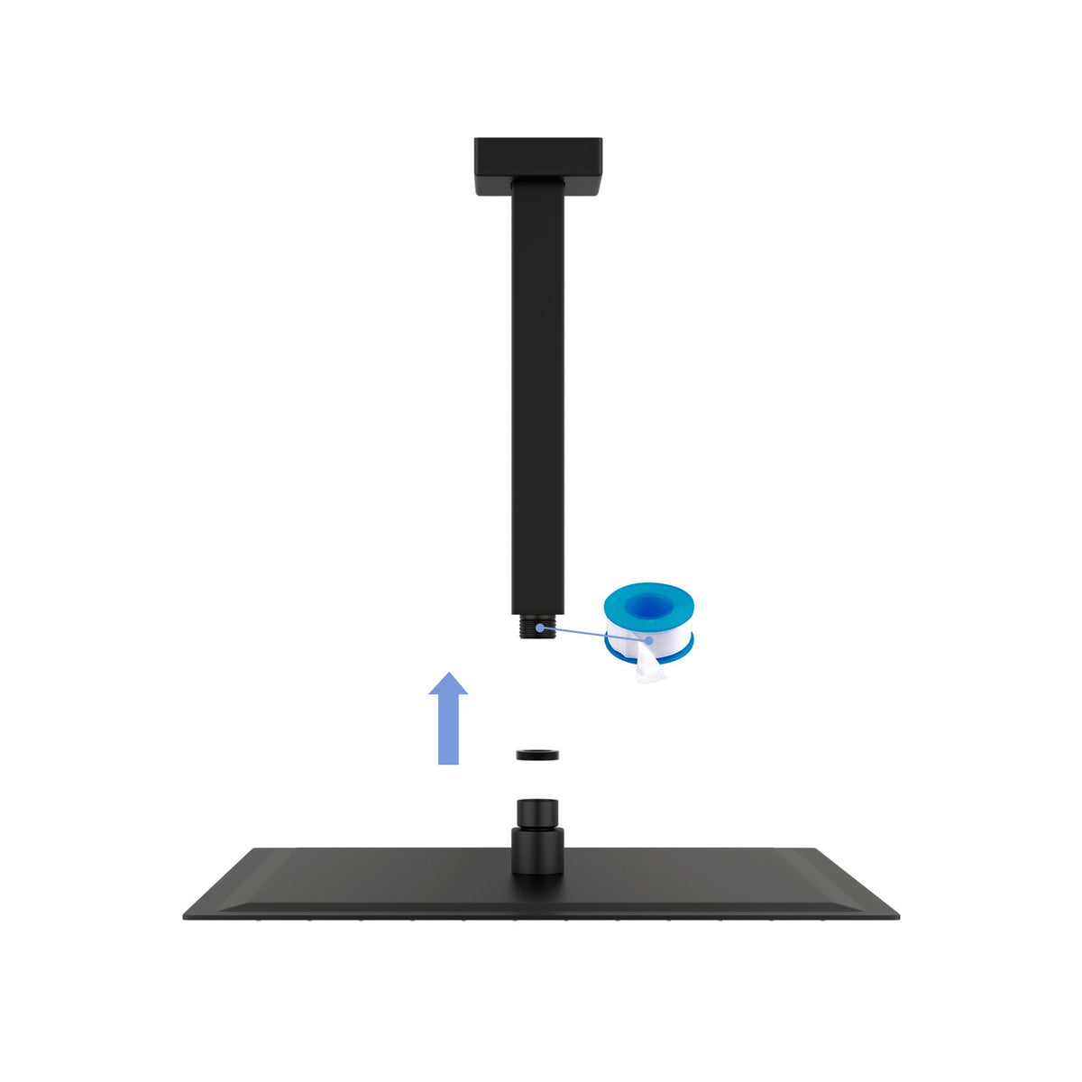 8" Ceiling Mounted Shower Arm With Flange, Matte