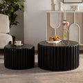 Black Scalloped Round Coffee Table Set