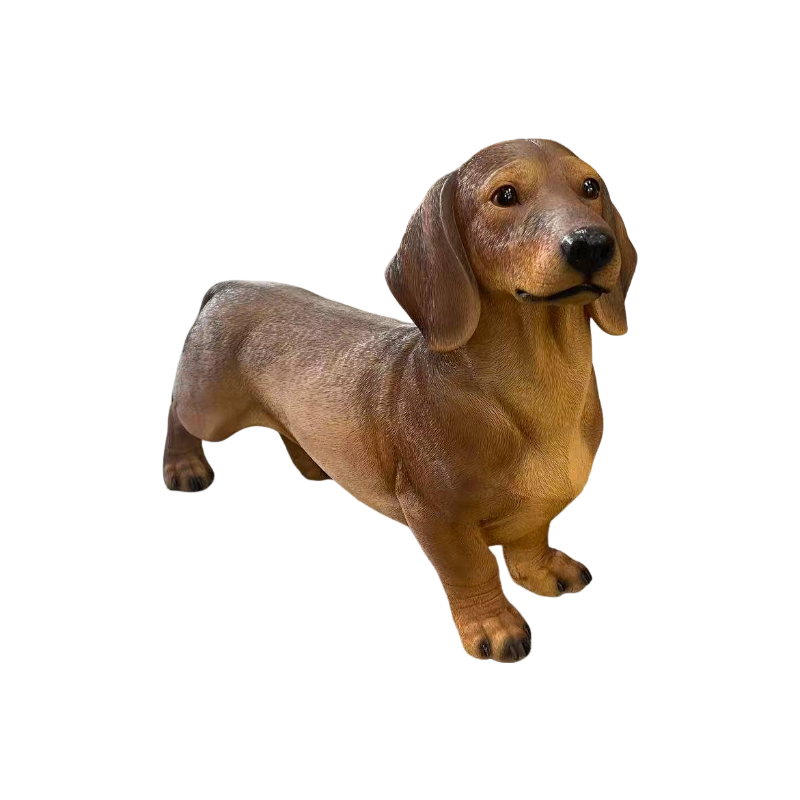 26'' Brown Dachshund Statue - Realistic Life Size Wiener Dog Figurine