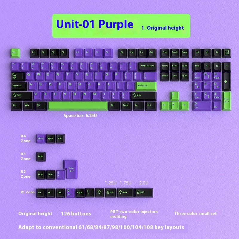Positive Engraved Small Full Set 126 Key Height Two-color Key Cap