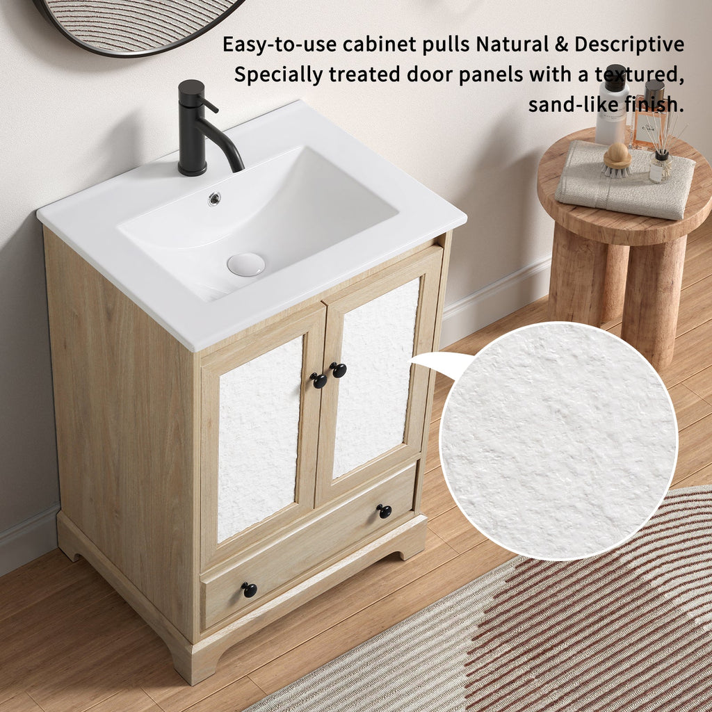 Wooden Bathroom Vanity Sink Base Cabinet - 24" Width