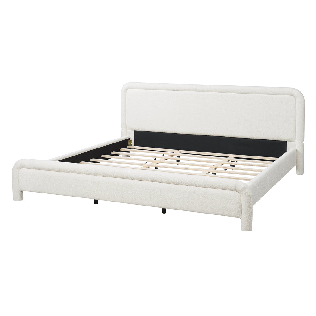 King Size Upholstered Platform Bed Frame