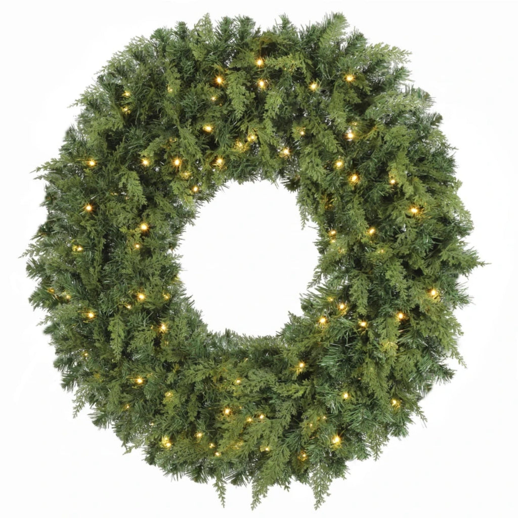 48-Inch Pre-Lit Crestwood Spruce Artificial Christmas Wreath