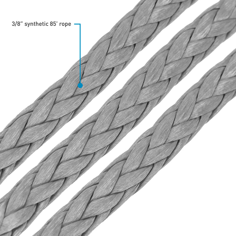 Borne Off-Road Synthetic Rope - 3/8in x 85ft - Grey BNWN-SR-38-85GR