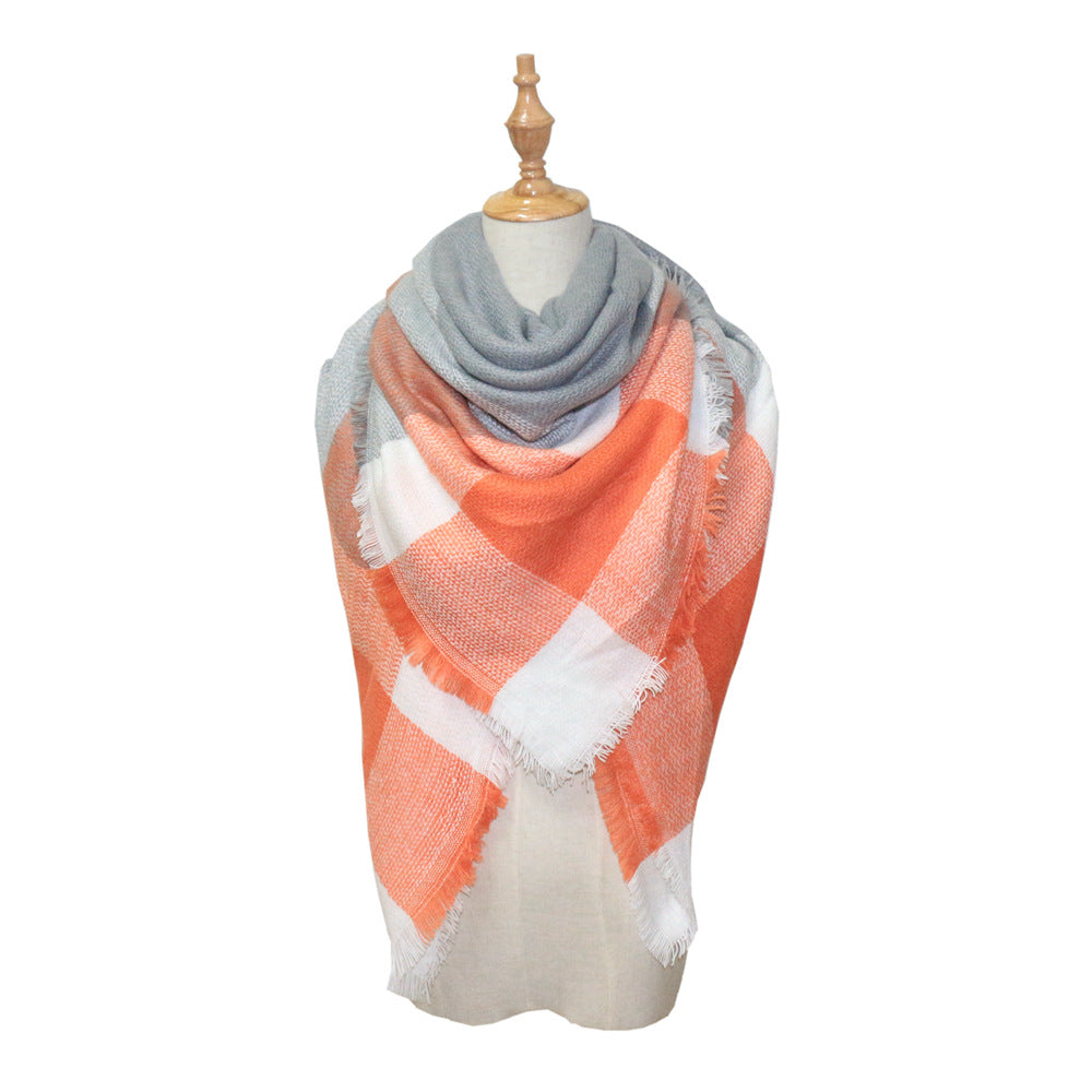 Plaid-print Versatile Neck Scarf Shawl