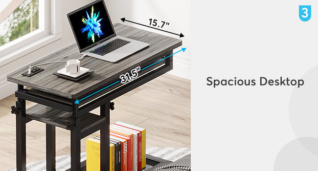 28"-39.3" Height Adjustable Portable Desk with USB Ports