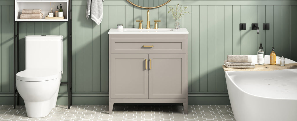 30" Bathroom Vanity with Ceramic Sink Top