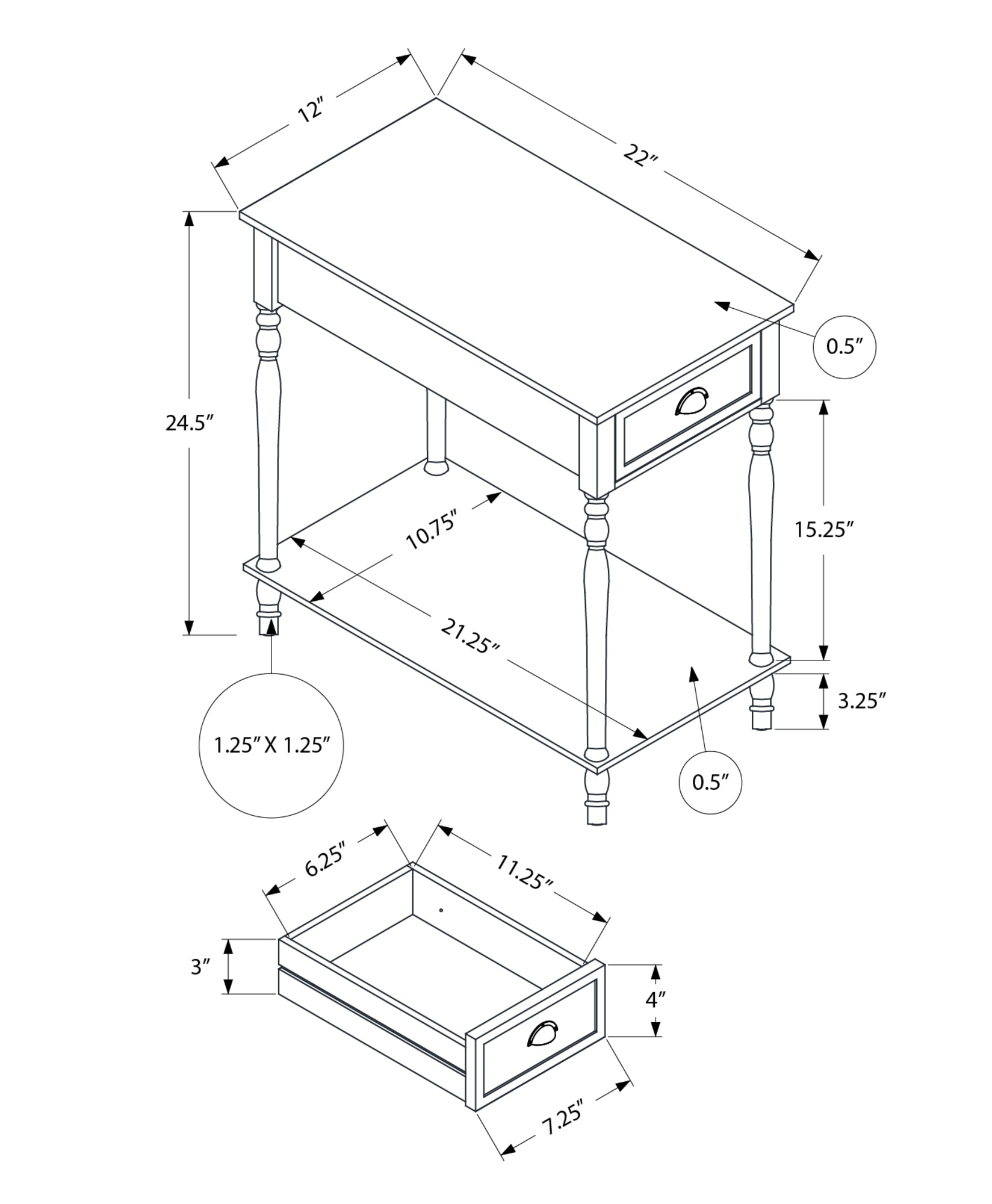 2 Tier Accent Table with Storage Drawer