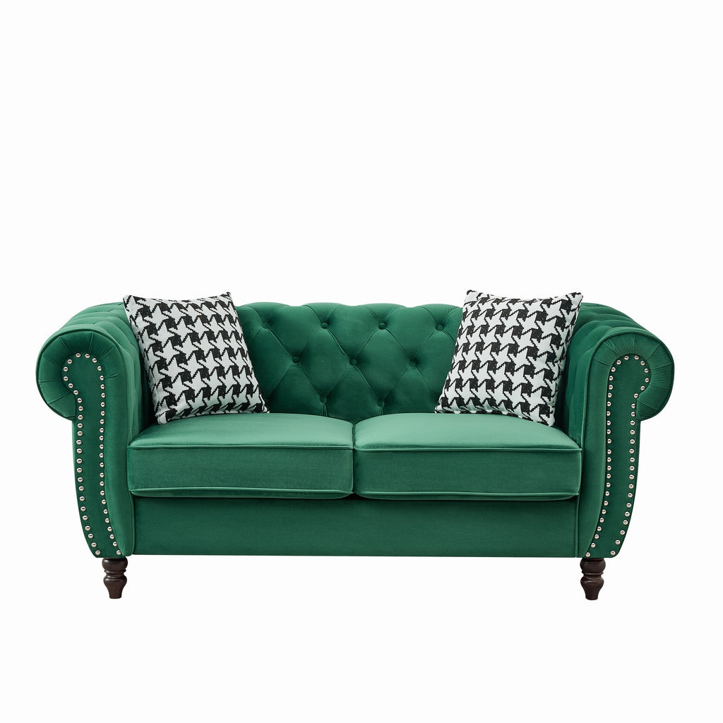 67" Chesterfield Velvet Upholstery Fabric Sofa