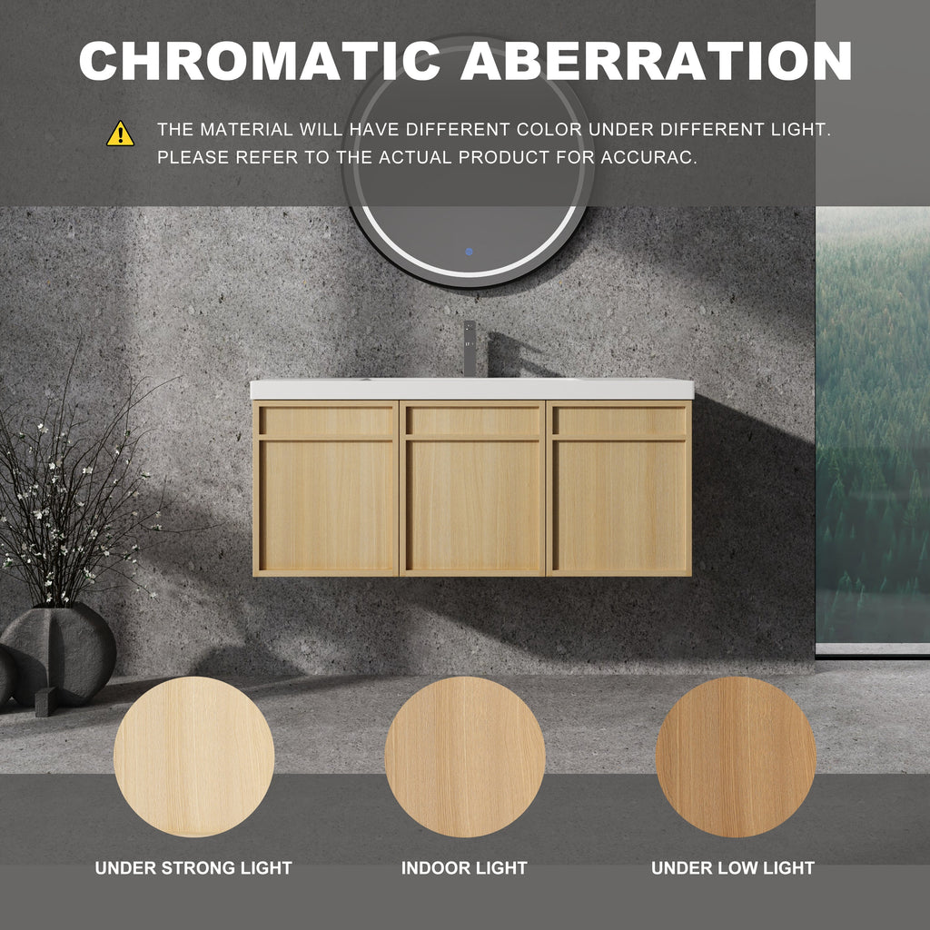 48" Wall-Mounted Bathroom Vanity with Resin Sink