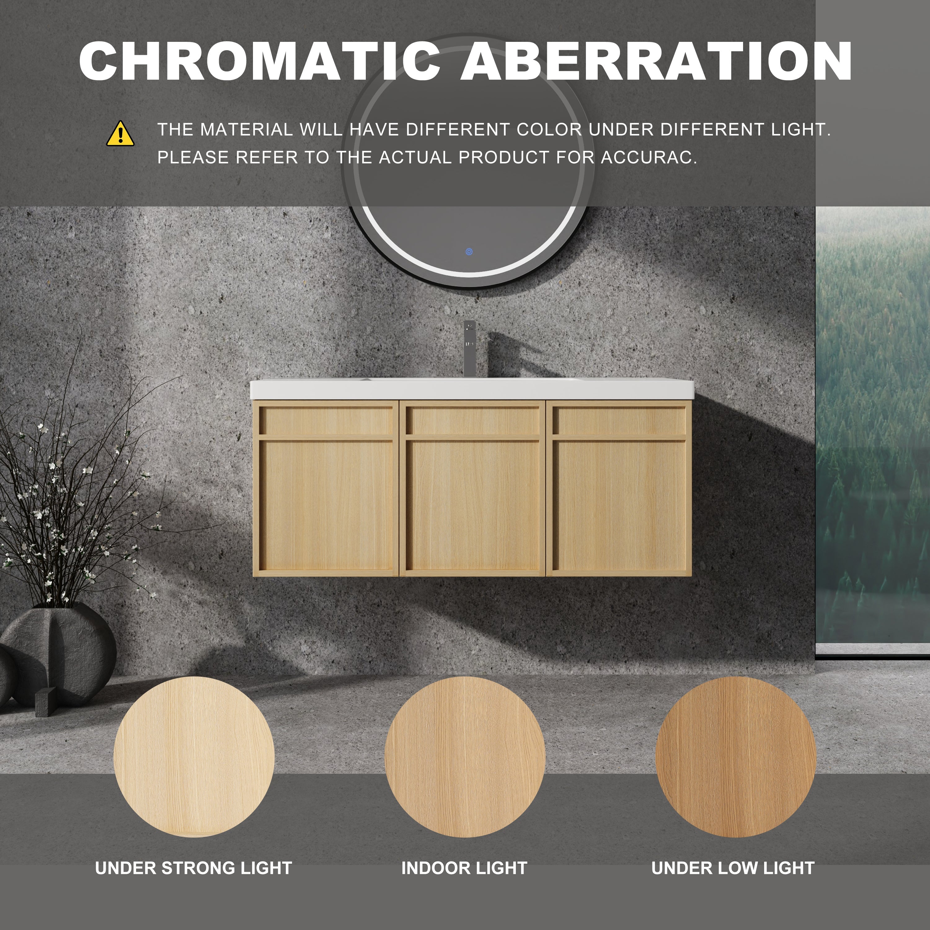 48" Wall-Mounted Bathroom Vanity with Resin Sink