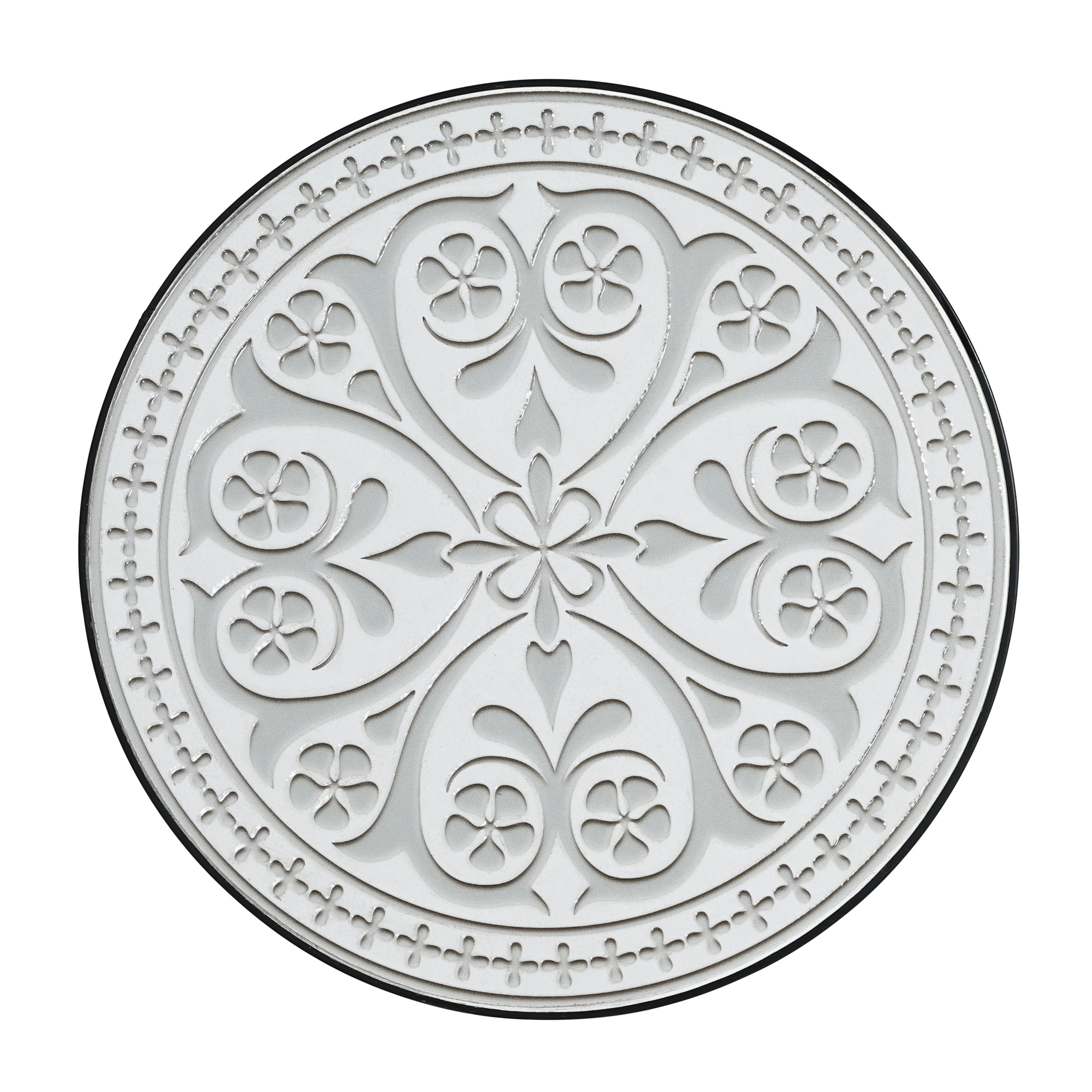 Outdoor Round Side Table with Mosaic-Style Top and Curved Iron Legs