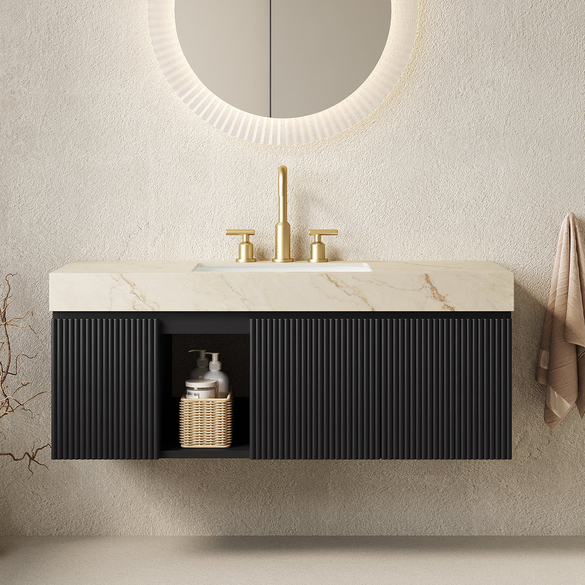 Eiden 48" Bathroom Vanity & Sink, Floating Storage Cabinet
