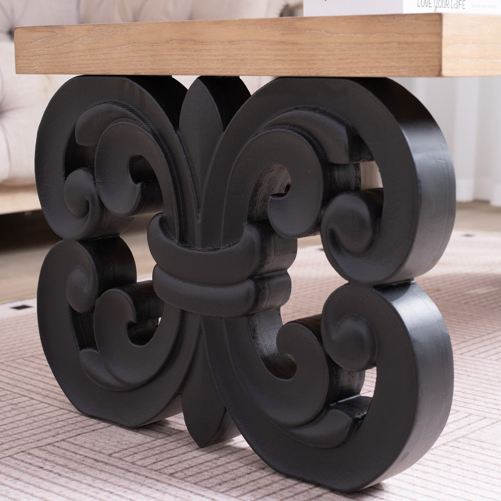 Black Scroll Base Coffee Table