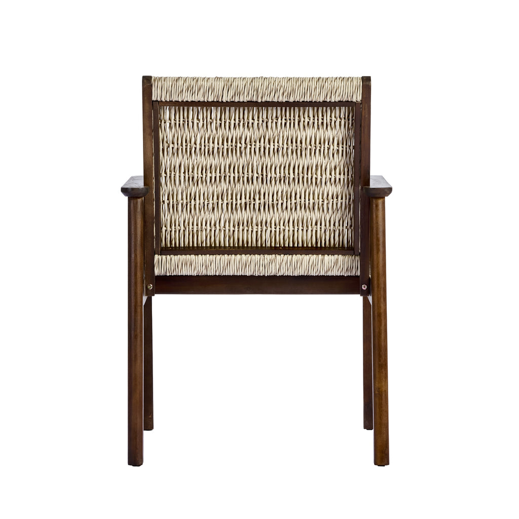 Outdoor Dining Chairs Set of 2 - Acacia Wood & Wicker Rattan
