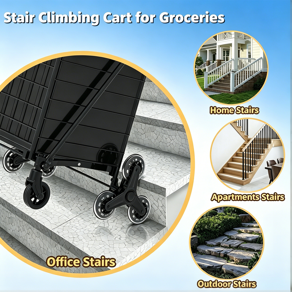Foldable Utility Shopping Cart with 360° Rolling Wheels