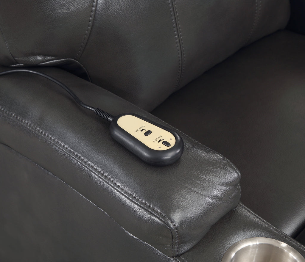 Gunmetal Leather Aire Recliner with Power Lift & Massage