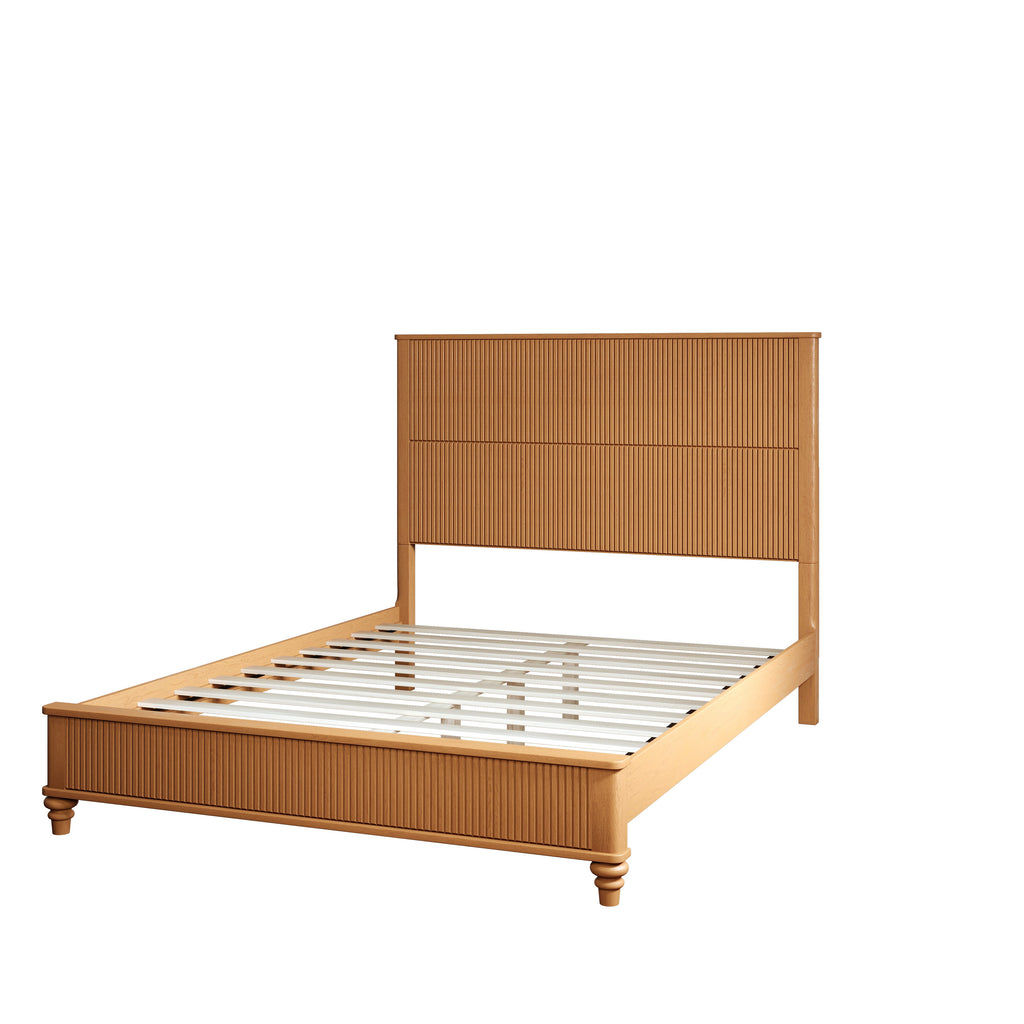 Solid Wood Bed Frame with Tall Headboard