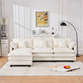 Chenille Modular Three-Seater Sofa with Movable Footstool