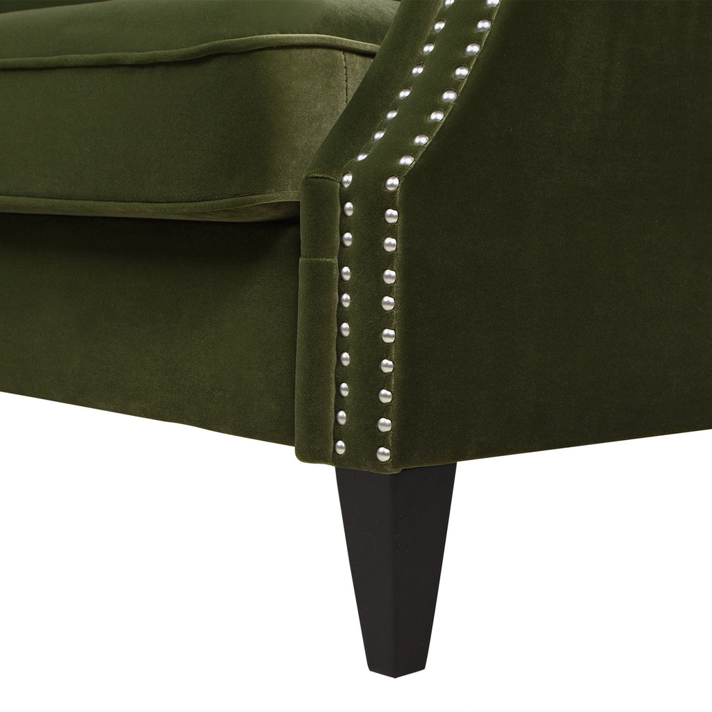 Elaine 77" Camel Back Small Space Sofa, Olive