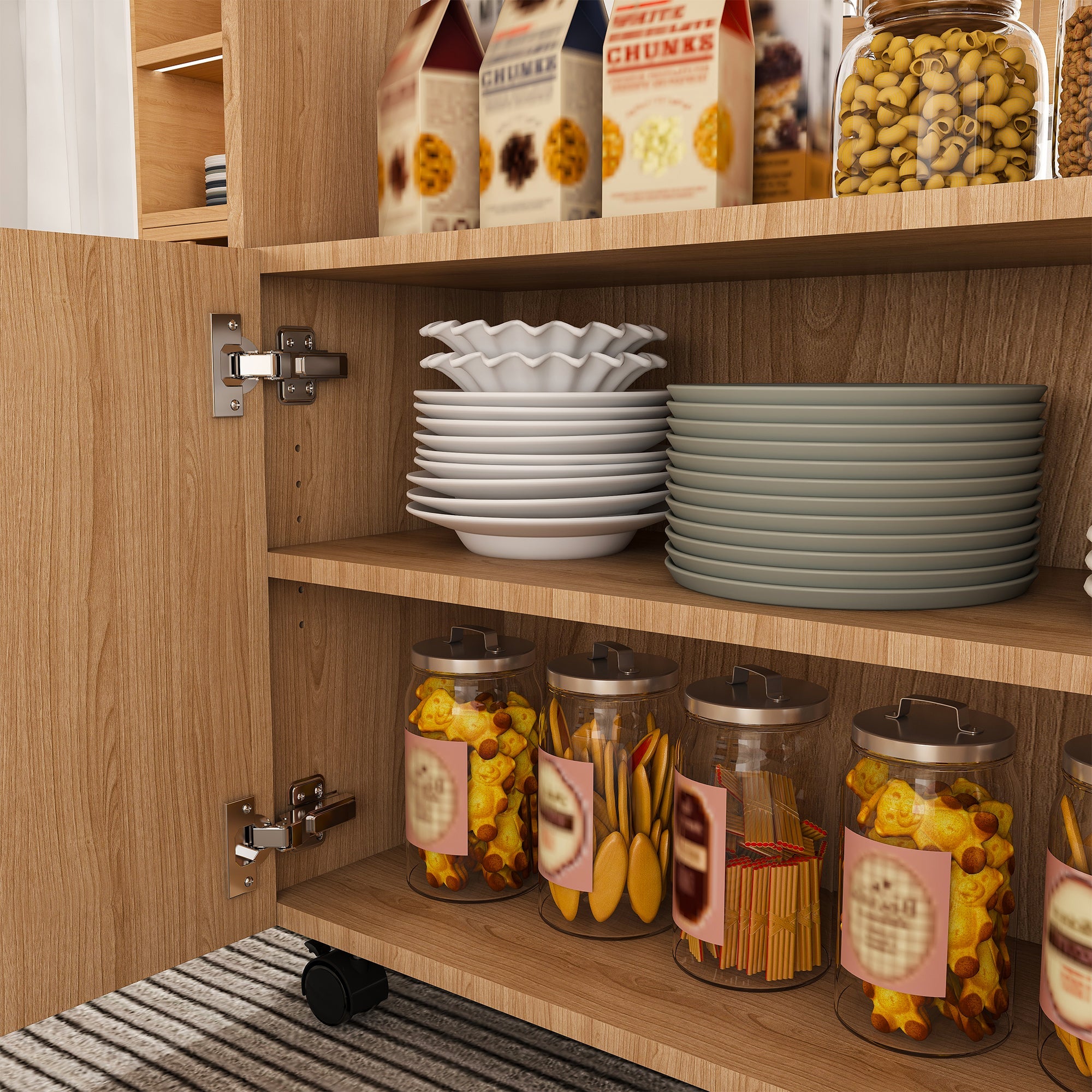 Multi-Functional Folding Table with Storage Shelves and Wheels
